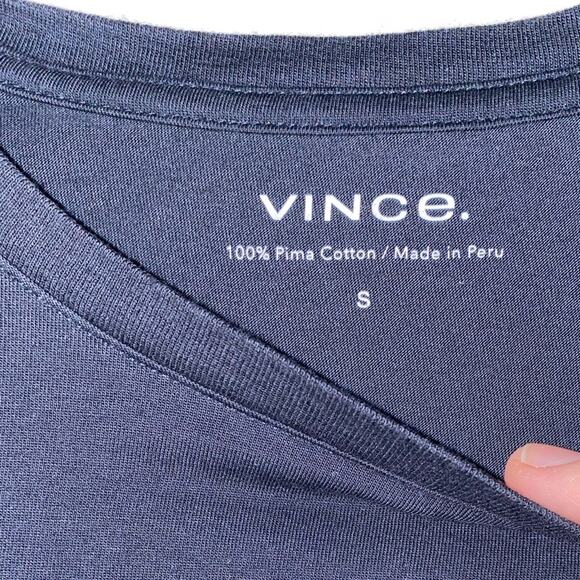 Vince Pima Cotton Navy Crewneck Short Sleeve T-Shirt Men's Size Small - Picture 4 of 4